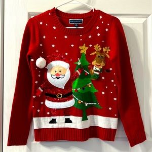 Christmas Women Warm Sequin Santa Claus & Reindeer Sweater